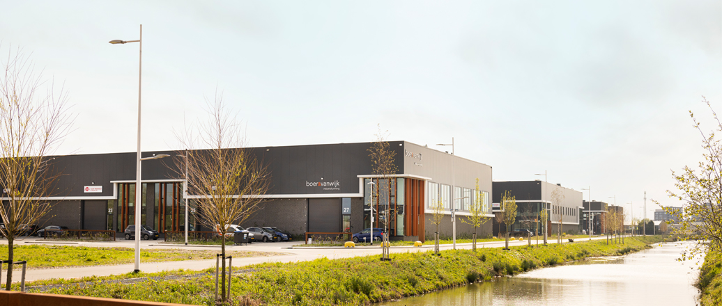 a building with a parking lot