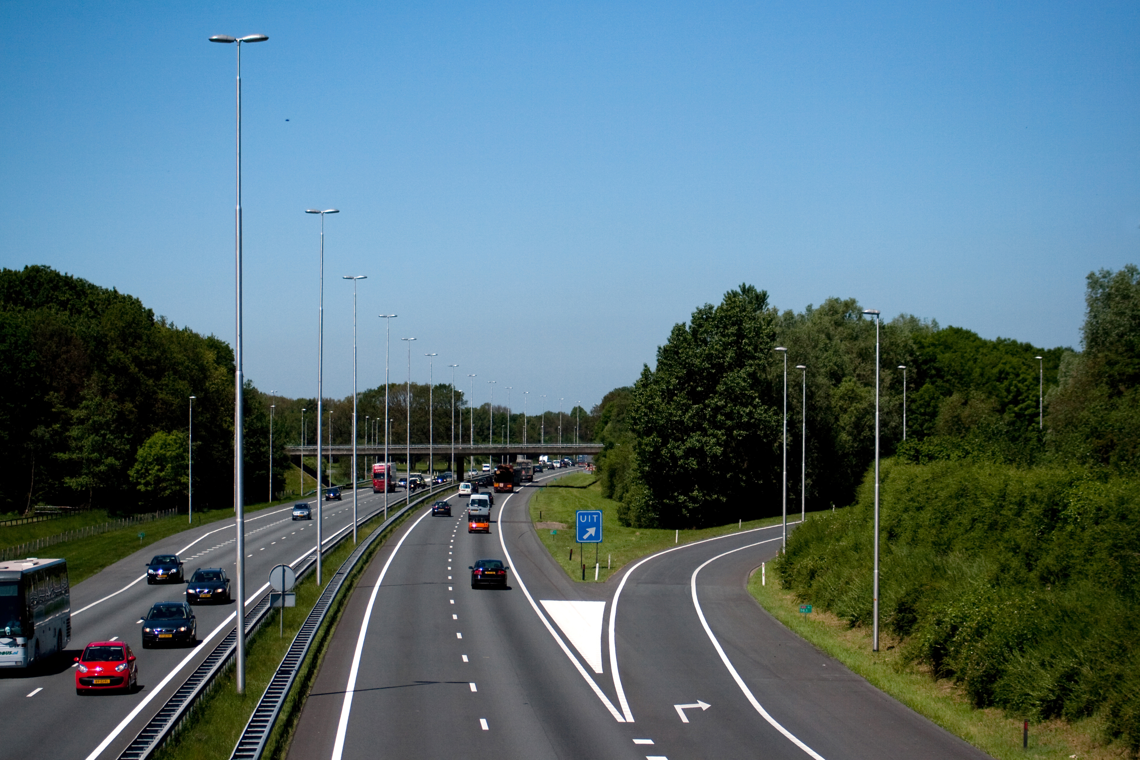 tall light poles at motorway