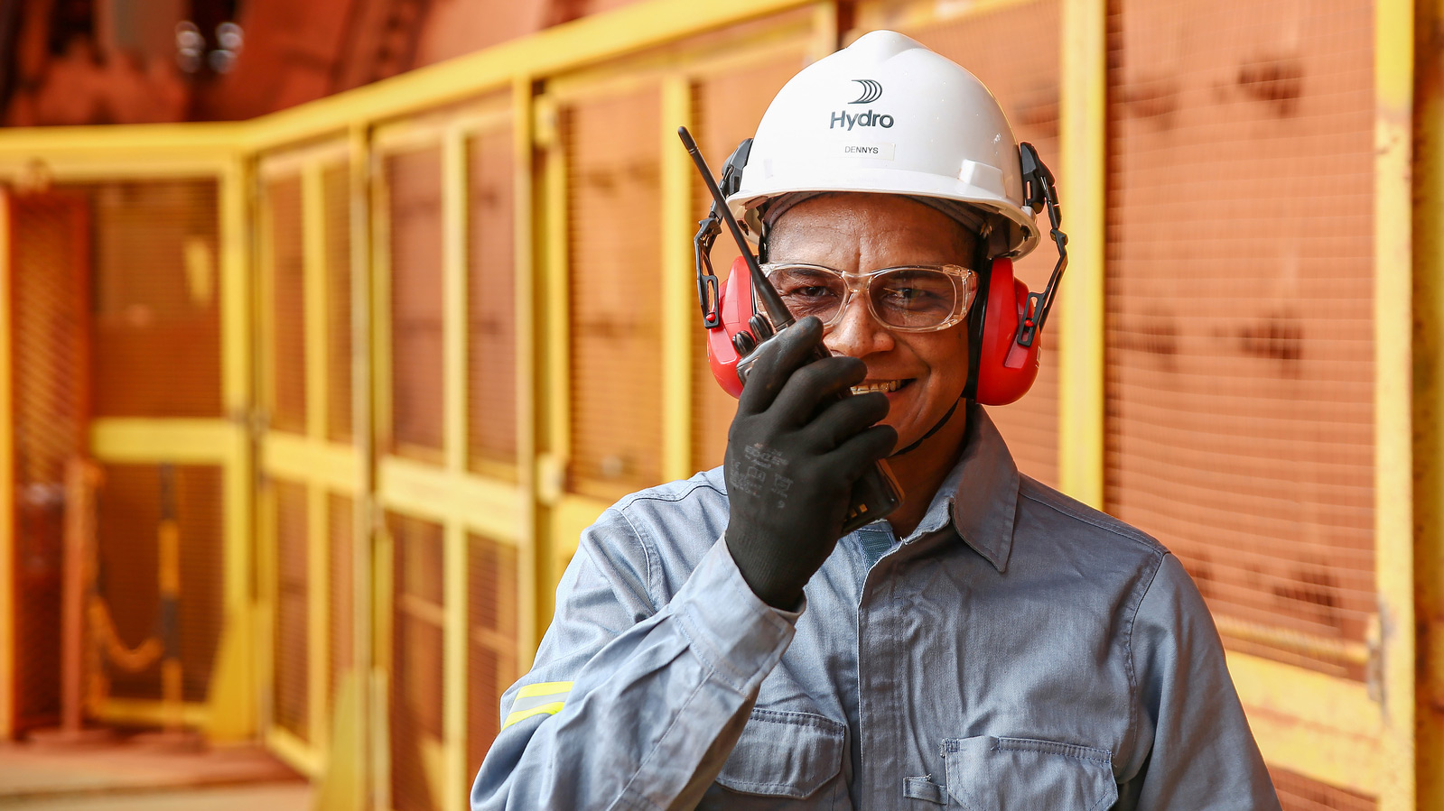 a man wearing a helmet and headphones