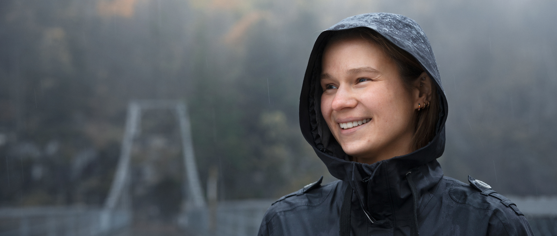 a person smiling outside